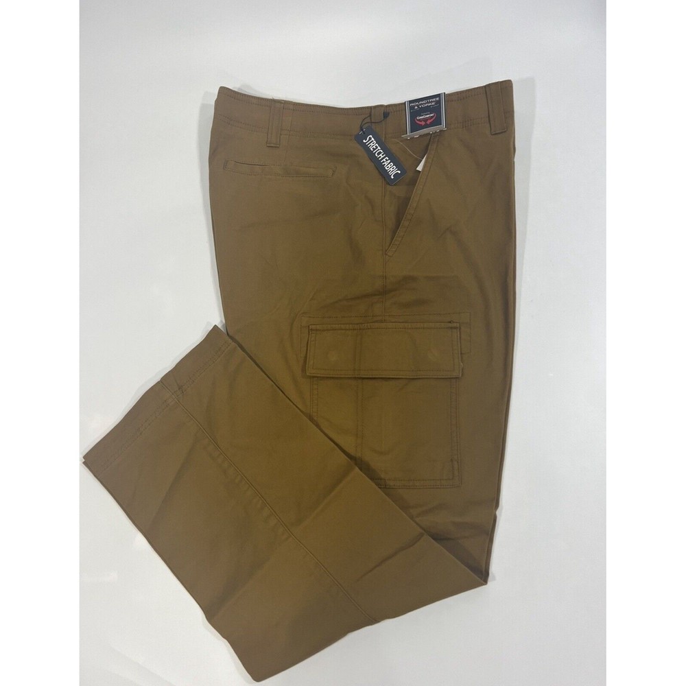ROUNDTREE &YORKE CARGO PANTS MENS SIZE 40X32 STRETCH TAN COLOR ZIP FLY NWT